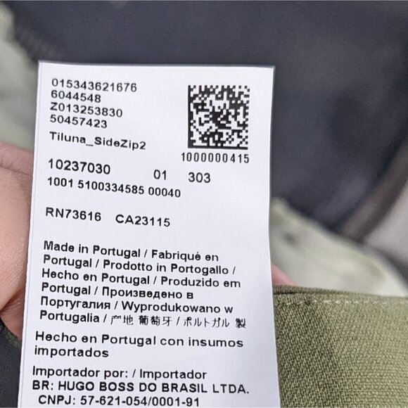 New Hugo Boss | Tiluna Side-Zip 2 Slim-Leg Ponte Cropped Trousers in Green - Picture 7 of 9